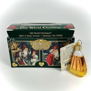 Old World Christmas Blown Glass Ornament for Tree, Mini Candy Corn New With Tags